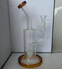 ash catcher Hookahs glass bong High Quality Yellow Bongs Lifebuoy Base Cyclone Percolator Bong Fristted Disc Oil rig bubbler water pipe Full height 9.4 inches