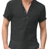 T-shirt à manches courtes pour hommes d'été coton et lin Led T-shirt décontracté pour hommes chemise mâle respirant polos S-3XL 220621