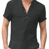 T-shirt da uomo a maniche corte estive in cotone e lino T-shirt da uomo casual a led Camicia da uomo traspirante Polo S-3XL 220621