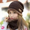 Czapki do czapki/czaszki 2PC/Set Cap i Scarf Zimna ciepła skórzana kapelusz zimowy dla kobiet mężczyźni z dzianiny czaszki czaszki Bealiesbeanie/czaszka ELOB22