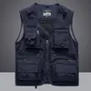 Summer Men Unloading Tactical Vest Coat Casual Men's Pographer Waistcoat Mesh Work Sleeveless Jacket Tools Pocket Vest 5XL 220801