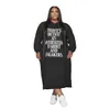 Plus Size Dresses 2022 Women Clothing Hoodies Tracksuit Letter Print Loose Casual Pockets Maxi Dress Urban