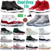 2022Mens Jumpman 11 Basketball Shoes Cool Grey 11s Sneakers Concord Space Jam Jubilee Cherry Legend Blue Bred Pure Violet UNC Sports Women Trainers