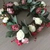 الزهور الزخرفية الزهور أكاليل الحرير وردة الفاوانيا الباب الاصطناعي جودة المحاكاة إكليل لحفل الزفاف منزل ديكور