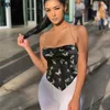 Rapwriter Chain Spaghetti Strap Velvet Crop Top Female Summer 2020 Backless Streetwear Sleeveless Camis Bustier LJ200818