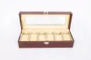 6 Grid Brown Watch Box Orologi Display Scatole portaoggetti Slot per bracciali Custodia portagioie Contenitore regalo Fibra di carbonio alta