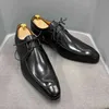 Herren-Oxford-Schuhe, Vintage-Design, Blau und Rot, gemischte Farben, echtes Rindsleder, formelle Business- und Büro-Schnürschuhe