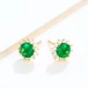 1052e vermelho verde redondo zircão brincos para mulheres 24k jóias de moda de ouro 24k níquel grátis