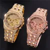 Orologi da uomo Iced Out Luxury Full Diamond Gold Orologi da polso al quarzo in acciaio inossidabile Orologio regalo Relogio Masculino 220329