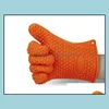 Oven Mitts Bakeware Kitchen Dining Bar Home Garden Ll Sile Barbecue Glove Arrival Food Grade Heat Resistant Thick Dhkwg