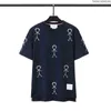 여름 남자 캐주얼 티셔츠 면화 새로운 한국 디자인 TB 브로우 인쇄 짧은 슬리브 O- 넥 여성 의류