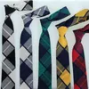 mens tie unisex student necktie 6cm leisure cotton ties for men women skinny business neck tie plaid check jacquard red tie 2pcs 9XCV
