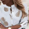 Women's Blouses & Shirts Women Pineapple Print Blouse Button Autumn Long Sleeve Leisure Top Sexy Womens Tops And Basic Blusa