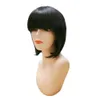 Short Straight Bob Brazilian Human Hair Wig with Bangs Remy Full Machine Made Wig for Women 10 Inches No Lace Wigs