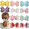 UPS 3 pollici ragazza bambino fiocco per capelli clip unicorno paillettes sirena barrette arco per capelli forcina accessori per capelli di natale testa 12 colori