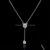 Colliers de pendentif pendentifs bijoux ll romantique long laboratoire diamant réel 925 Sterling Sier Party Wedding Ch 4T