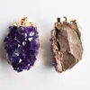 Pendant Necklaces 3pcs Druzy Irregular Random Natural Amethysts Quartz Geode Cut Necklace Crystal Piont Stone Drusy Healing