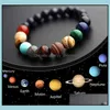 Kralen strengen armbanden sieraden nieuwe Galaxy acht planeten kralen armband mannen natuursteen universum zonnestelsel yoga chakra voor vrouwen die