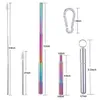 Colorful Stainless Steel Collapsible Straws Set Reusable Telescopic Drinking Straw Portable For Travel Metal Straw Brush