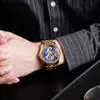 Montre en relief dragon totem de style chinois, bracelet en acier inoxydable, calendrier d'affaires pour hommes