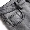 Fashion Slim Stretch Biker Jeans 2022 New Gray High Street Motorcycle Pants Pleated Zipper Tight Trousers Vaqueros de hombre