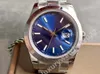 Fabriksförsäljning Titta på 36mm Luxury MP Maker Unix Automatic Asia 2813 Movement Mens Smooth Bezel Blue Dial Baton II Model Wristwatch