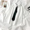 EBAIHUI Camicie bianche Donna con cravatta Stile giapponese Preppy Studenti BF Semplice Solido Allentato Estate Top Daily Streetwear 220727