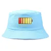 Berets Solid Color Foldable Bucket Hat Battery Charging Beach Sun Street Headwear Fisherman Outdoor Blue Cap Men And Woman HatBerets