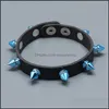 Charm Bracelets Fashion Spiked Faux Leather Bangle Punk Gothic Delicate C Dh3Nf224W