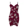Plus size jurken bloemenprint v-hals sling jurk mouwloze ruches vrouwelijke stijlvolle hoog-taille strandvakantie voor nachtclubplus
