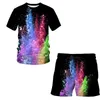 TRACKSUITS SPLASH TIE DYERING SUMMER PRINTED MÄNS T-shirt Shorts Set Sportswear Tracksuit O Neck Short Sleeve