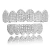 Diamond Grills 18KT Guld fylld helt isad Micro Pave CZ Top och Bottom Face Mouth Grills for Teeth Hip Hop Jewelry