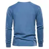 AIOPESON Waffle Henley T-Shirt Men Long Sleeve Basic Breathable Men's Tops Tee Shirts New Autumn Solid Color T Shirt For Men T220808