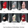 Boinas femininas chapéu de malha de lã de inverno à prova de vento quente quente grossa de cachecol siamese girl ski hatberets