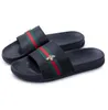 Striped Brand Designer Couples Slippers Shoes Leather Summer Footwear Fashion Female Slides Men Outdoor Flat Woman Sandals Mules