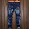 Retro Schwarz Männer Zerrissene Jeans Mode Slim Fit Distressed Streetwear Frühling Herbst Mittlere Taille Hip Hop Denim Hosen Pantalones