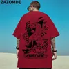 ZAZOMDE Streetwear Hip Hop Tshirt Anime Tiger Print T Shirts Men Cotton Short Sleeve T-Shirt Harajuku Summer Casual Top Tee 220621