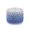 Bangle Rows Bracciale rigido con strass di cristallo per donna Bracciale da sposa combinato in argento placcato blu e trasparenteBangle Kent22