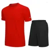مقطوعة للرجال Guangzhou Solid Solid Men Soccer Sport Kit Soft مريحة عالية الجودة قصيرة الأكمام قصيرة الأكمام Suitsmen's