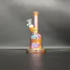 8.9インチホーカーオレンジ色の厚いガラスメタリックボンタバコ喫煙水管ビーカーバブラースモークパイプボトル