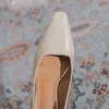 2022 INS Vintage Kvinnor 5 cm Chunky High Heels Square Toe Pumps Spring Elegant Office Lady Brun Beige Heels Bröllopsklänning Skor G220425