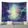 Forest Waterfall Landscape Tapestry Chinese Style Lotus Flowers Palm Tree Fantasy Mushroom Rural Home Decor Wall Hanging J220804