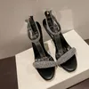 샌들 여성 무도회 파티 드레스 하이 스틸레토 힐 1 스트랩 발목 디자이너 샌들 웨딩 신발 Sandale Femme Luxe