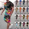 Men's Tracksuits Men's Men Spring Summer Outfit Beach Short Sleeve Printed Shirt Suit Pants With Pockets Sweat Mens 2 PieceMen's