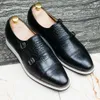 Nieuwe echte koesleer mannen causale loafer schoenen heren flats luxe krokodil patroon octrooi lederen slip op formele mannen loafe a19