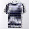 T-shirt da uomo 2022 Estate Uomo Manica corta Girocollo Lino Accogliente Casual a righe O-Collo Moda Slim Top