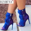 Summer Ankle Boots Super High Heels Women Shoes Peep Toe Sexig Lady Chelsea Party Thin Heeled Storlek 36 43 220421