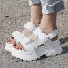 Summer Women Sandals Buckle Design Black White Platform Sandals Comfortable Women Thick Sole Beach Shoes 393w CJ191128