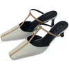 Los zapatos de la fila fila los zapatos 2022 primavera y verano Nuevo cuero minimalista Baotou Sandalias de zapatillas de tacón alta Sandalias French Muller Shoes Women 2024