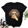 EINZELHANDEL Designer Damen T-shirt Plus Größe S-3xl Kurzarm Tops Leopard Lippen Print Rundhals T-shirt Sommer Kleidung Weibliche Casual str3259